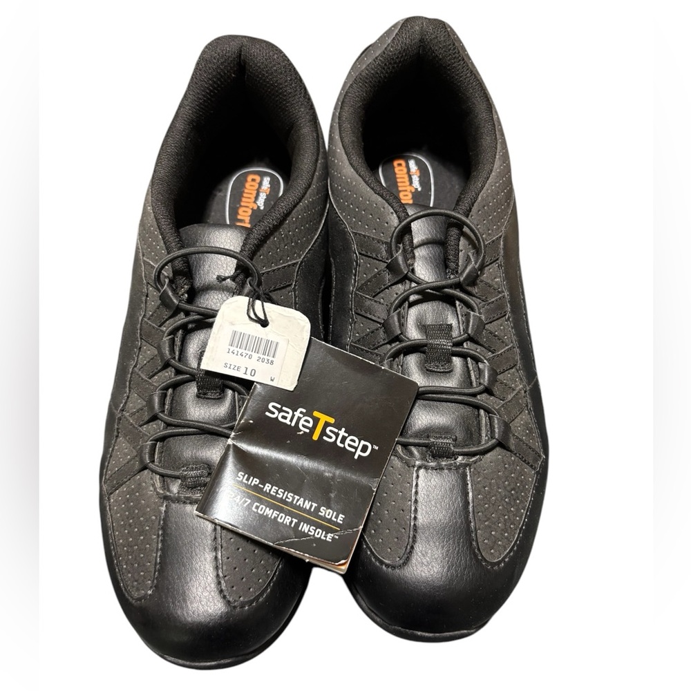 Woman's Black Lace Up Shoes
Design By Safe T Step Size 10W Slip
Resistant